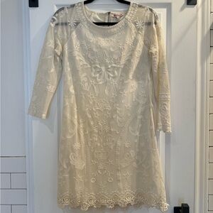 Off White Colored Juicy Couture Embroidered Lace Dress